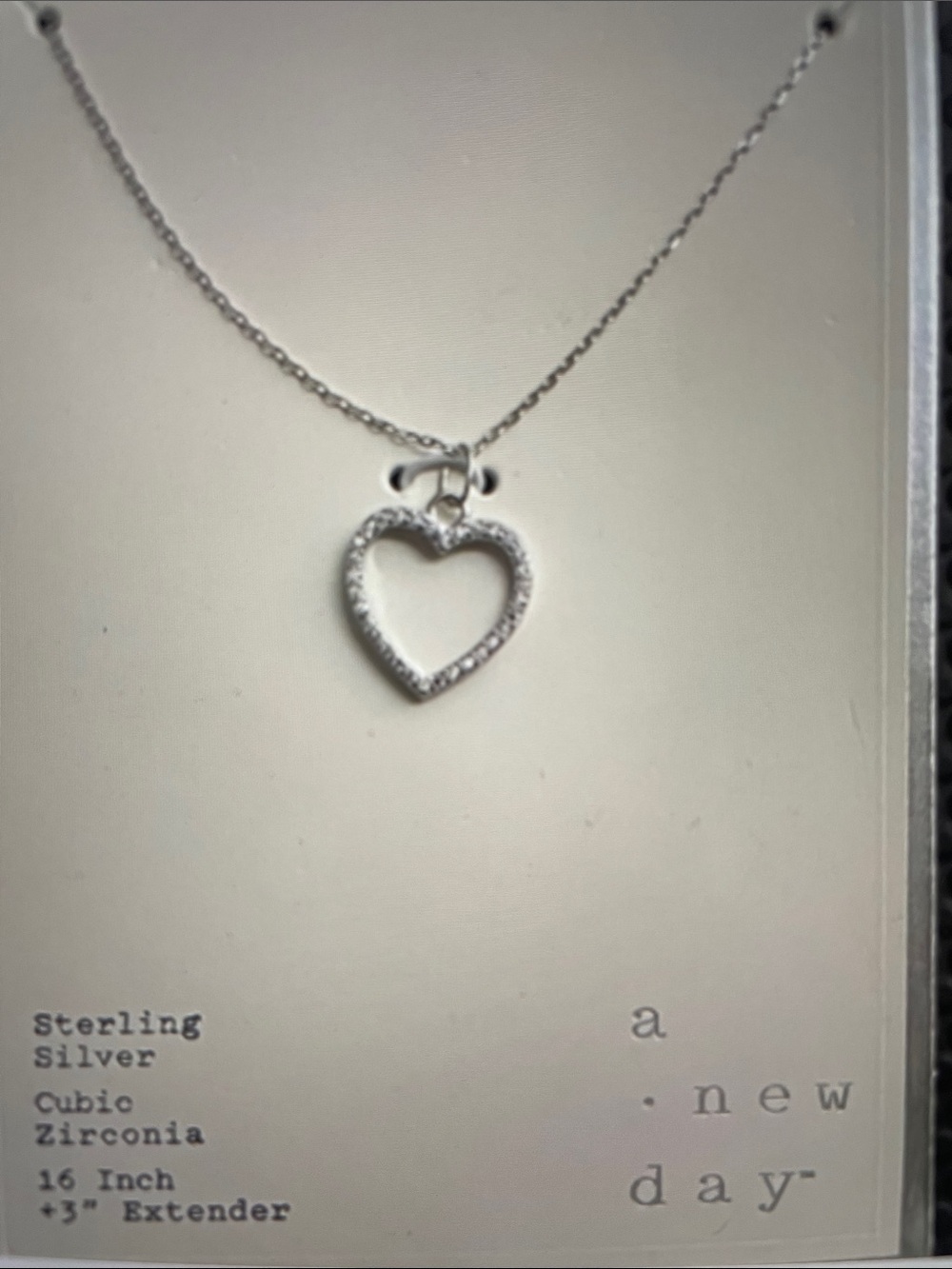 a new day Sterling Silver Heart Pendant Necklace with Sparkling Zirconia